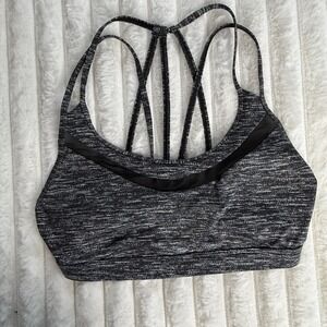 Victoria's Secret VSX Sport Bra Small Black Gray Crisscross Back Padded Gym‎